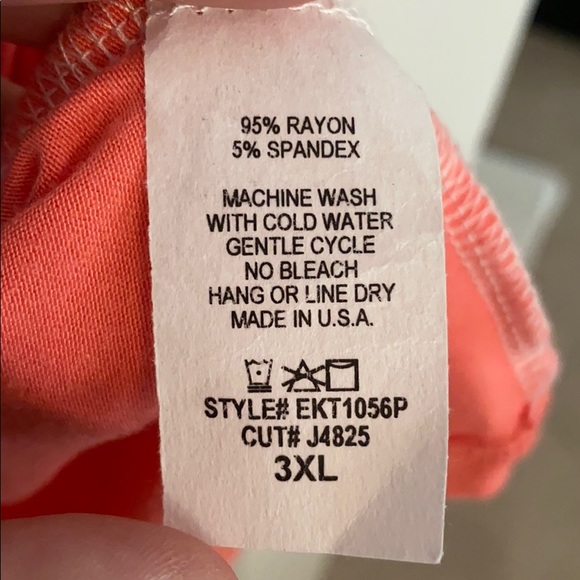 Coral and grey color block 3/4 sleeve tunic sz 3X - Picture 4 of 4